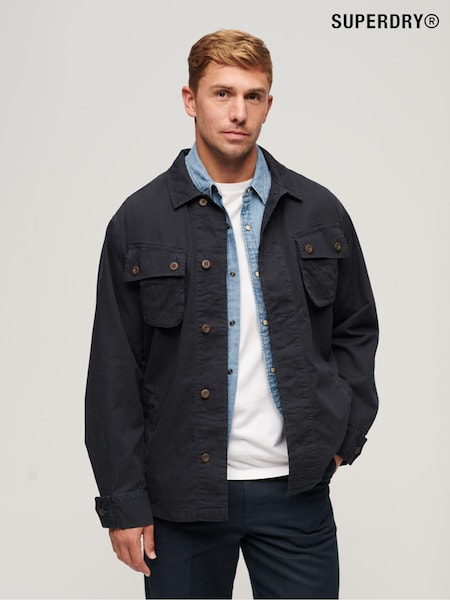 Superdry Black 100% Cotton Military Overshirt Jacket (Q67170) | €114