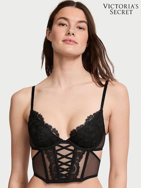 Victoria's Secret Black Longline Boho Floral Bra (Q67179) | €31