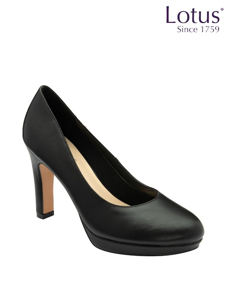 Lotus Black Chrome Round Toe Court Shoes (Q67188) | 297 QAR