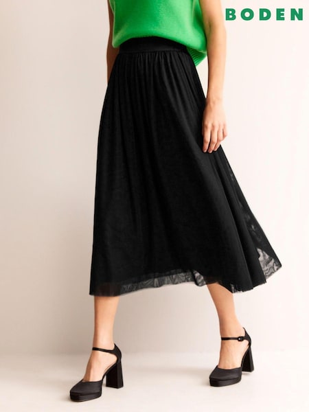 Boden Black Tulle Full Midi Skirt (Q67218) | €51