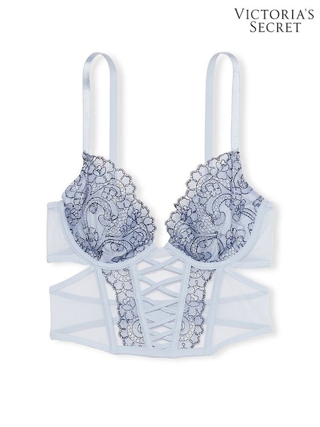 Victoria's Secret Blue Faded Denim Longline Boho Floral Bra (Q67219) | €31