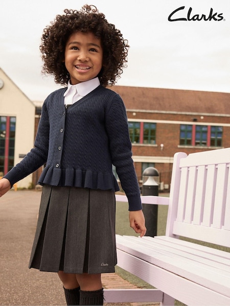 Mornarica - Clarks Girls Cable Knit Frill School Cardigan (Q67221) | € 21 - € 30