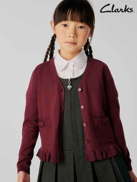 Burgunderrot - Clarks School V-Neck Cardigan (Q67240) | 13 € - 17 €