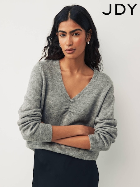 JDY V-Neck Ruched Front Knitted Jumper (Q67302) | 93 LEI