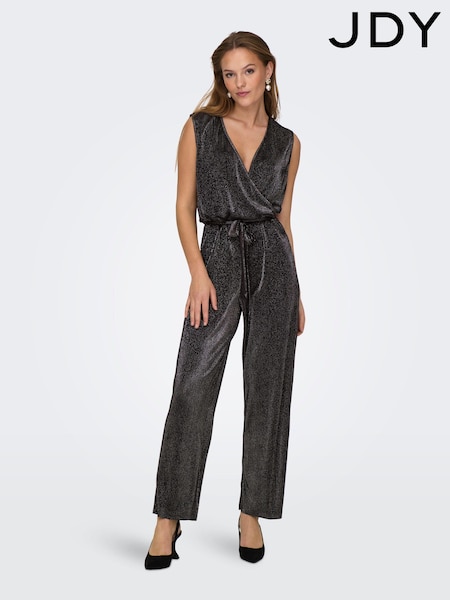 JDY Black Plisse Wide Leg Party Jumpsuit (Q67304) | €12