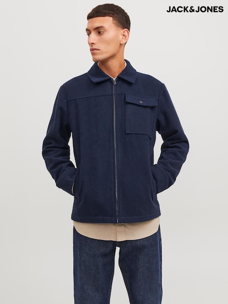 JACK & JONES Blue Wool Zip Up Shacket (Q67307) | €23