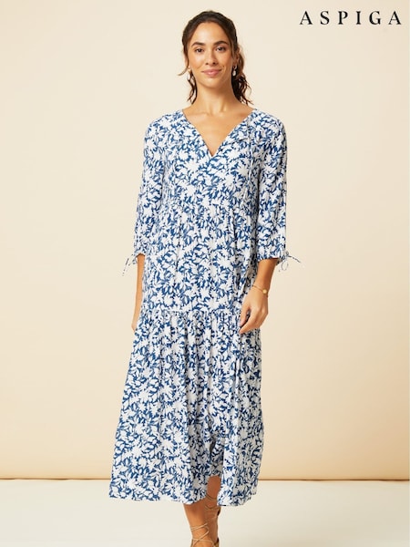 Aspiga Blue Virginia Viscose Midi Dress (Q67374) | €99