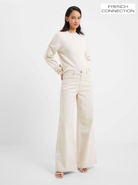 French Connection Nude 100% Cotton Denver Denim Wide Leg Trousers (Q67406) | €99
