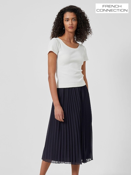French Connection Black Pleated Solid Skirt (Q67431) | €85