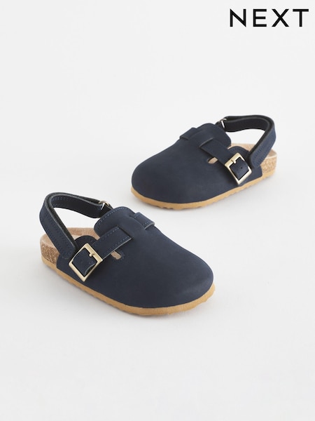 Navy Leather Slip-On Clog Mules (Q67496) | €8.50 - €10.50