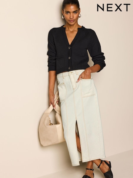 Ecru White Denim Maxi Skirt (Q67577) | AED70
