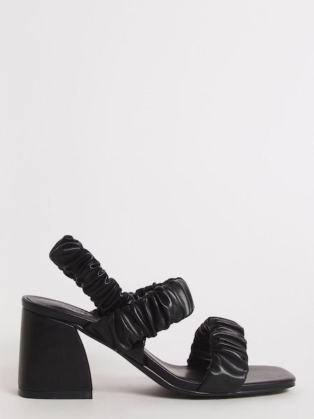 Simply Be Black Wide Fit Stretch Ruched Block Heel Sandal (Q67591) | €21.50