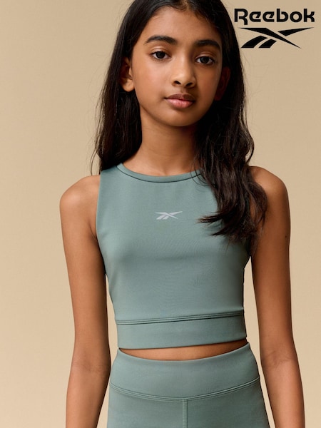 Reebok Girls Khaki Green Logo Performance Crop Top (Q67625) | €15.50 - €22.50