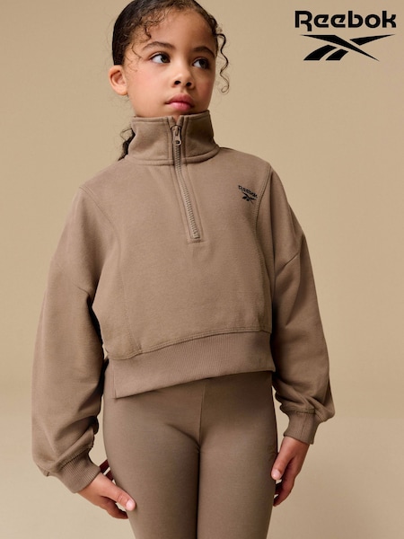 Reebok Girls Cropped Half Zip Brown Sweatshirt (Q67629) | €25 - €33