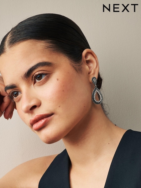 Burnished Silver Teardop Earrings Made with Recycled Zinc (Q67697) | €8.50