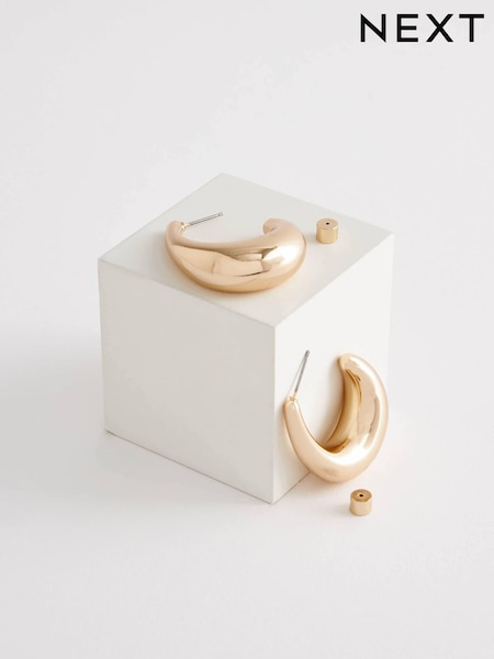 Gold Tone Chunky Oval Hoops Earrings (Q67721) | €13