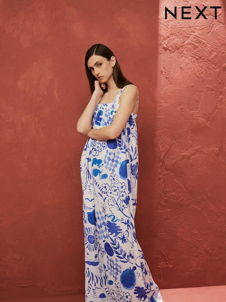 White/Blue Premium Maxi Dress (Q67823) | €21