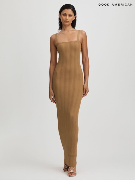 Good American Tan Good American Plisse Maxi Dress (Q67863) | €221