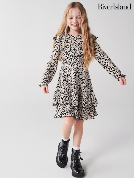 River Island Girls 100% Cotton Animal Print Fouchette Dress (Q67899) | € 11 - € 14