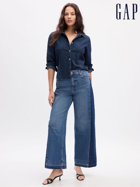 Gap Blue Two Tone High Waist Wide Leg Jeans (Q68140) | €22