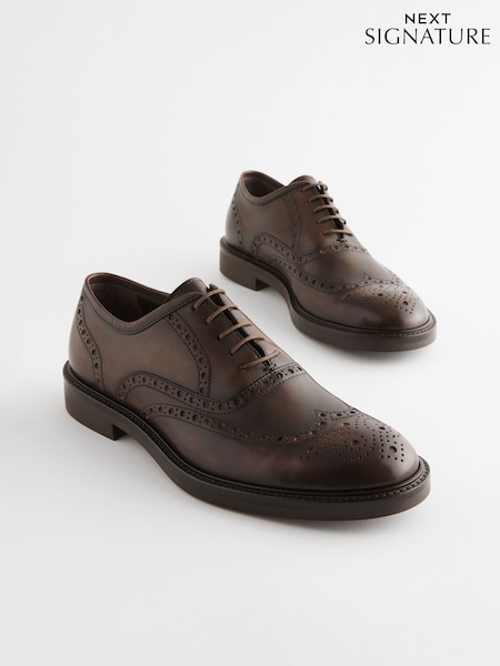 Brown Signature Brogue Shoes (Q68258) | 273 QAR