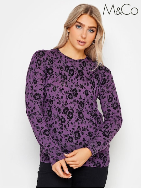 Violet - Jumper M&Co cu gâtul rotund (Q68276) | 121 LEI