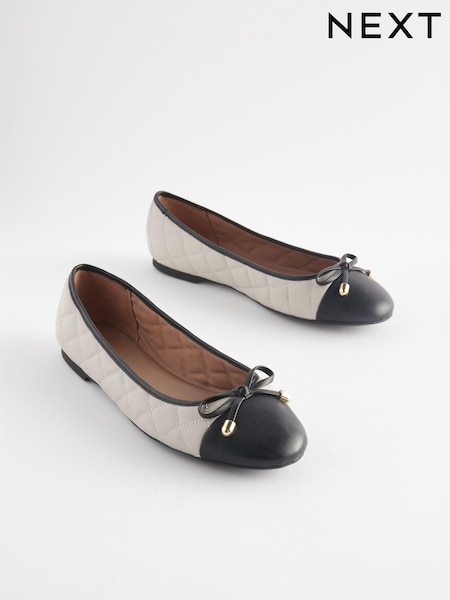 Monochrome Forever Comfort® Round Toe Leather Ballerina Shoes (Q68424) | AED151