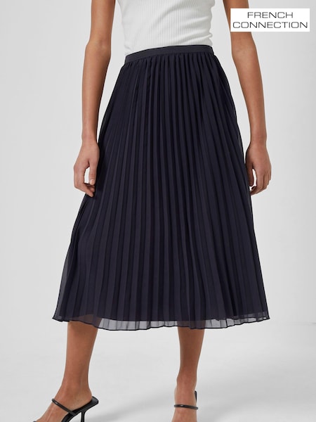 French Connection Blue Pleated Solid Skirt (Q68449) | ₪297