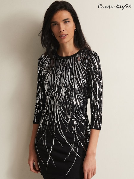 Phase Eight Black Nikki Sequin Mini Dress (Q68601) | €89