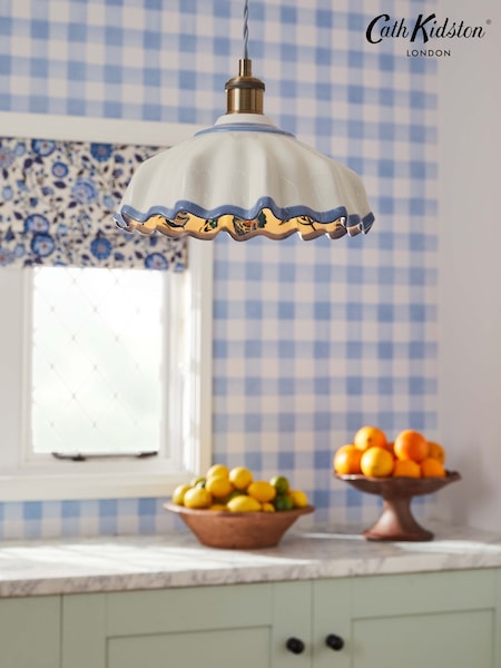 Cath Kidston Cream/Blue Ceramic Folded Ceiling Pendant (Q68809) | €135
