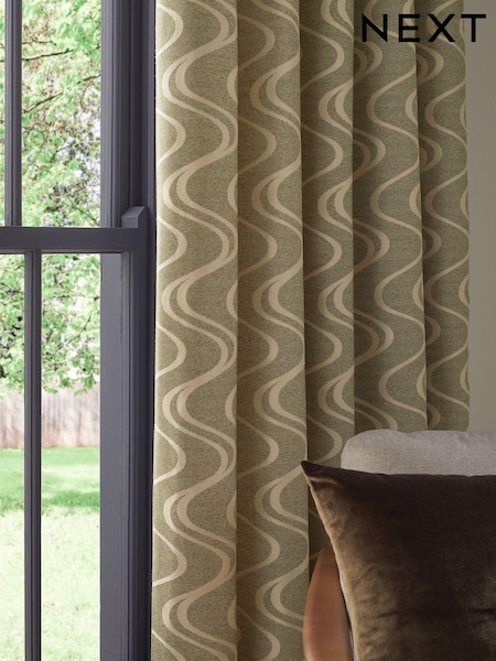 Swirl Jacquard Eyelet Lined Curtains (Q68821) | €53 - €109