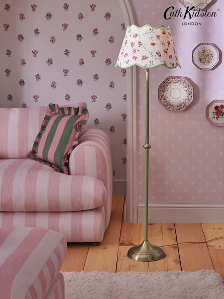 Cath Kidston Cream/Green Fabric Frill Floor Lamp (Q68855) | €171