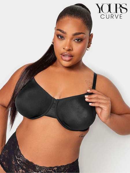 Yours Curve Black Smoothing Moulded Microfibre Underwired Non Padded Bra (Q68886) | €34