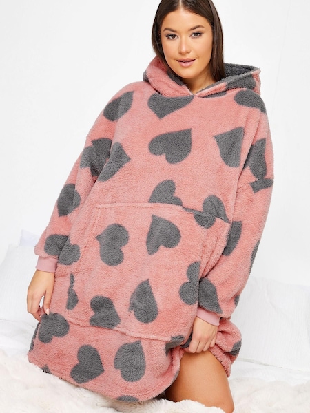 Yours Curve Pink Heart Snuggle Blanket Hoodie (Q68959) | AED80