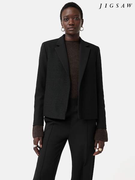 Jigsaw Boucle Mix Cropped Black Jacket (Q69023) | €195