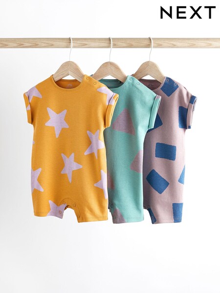 Večbarvni abstraktni - Baby Jersey 100% Cotton Rompers 3 Pack (Q69064) | € 13 - € 16