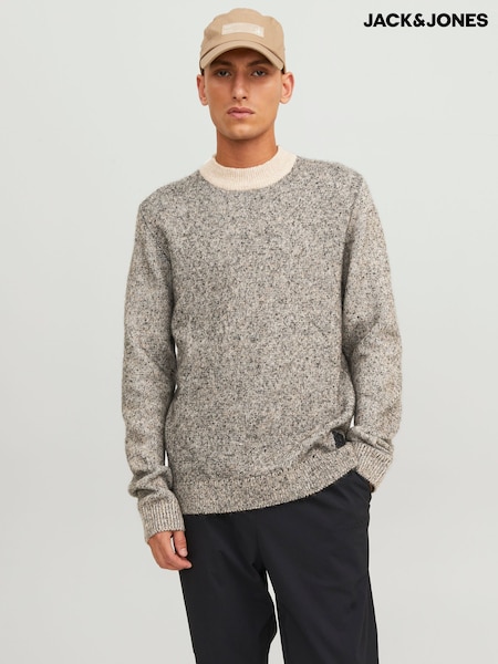 JACK & JONES Cream Fleck Mock Neck Knit Jumper (Q69075) | €9