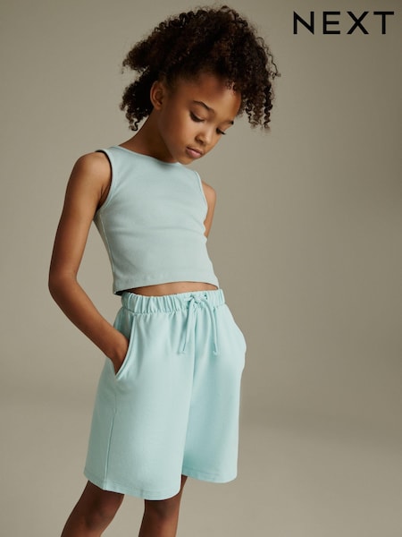 Blue Rib Vest and Sweat Short Set (3-16yrs) (Q69164) | €11 - €18