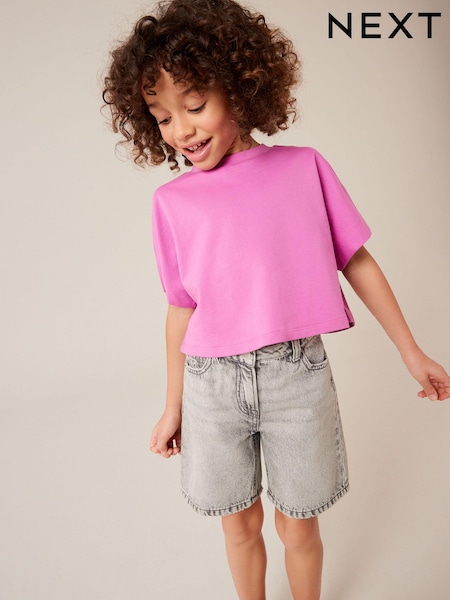Vijolična - 100% Cotton Boxy T-Shirt (3-16yrs) (Q69165) | € 4 - € 7