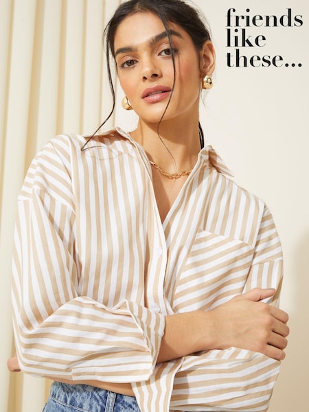 Friends Like These Cream Stripe Cotton Poplin Long Sleeve Button Through Shirt (Q69170) | 2,043 UAH