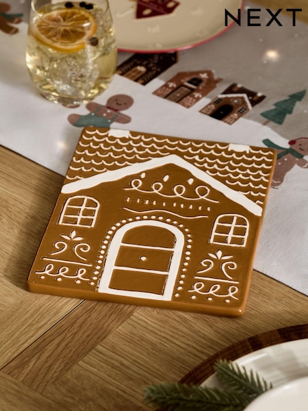 Natural Gingerbread House Christmas Trivet (Q69222) | OMR3