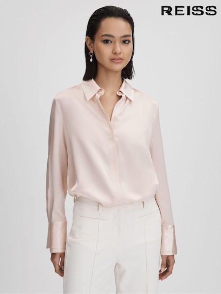 Reiss Nude Irina Silk Button-Through Shirt (Q69229) | AED1,426
