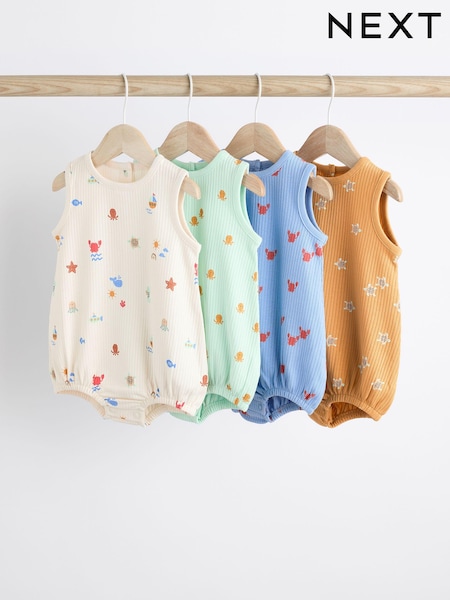 Multi Sealife Baby Bloomer Jersey Rompers 4 Pack (Q69230) | €12 - €13