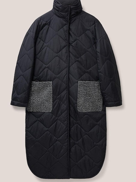 White Stuff Luna Fabric Mix Quilted Black Coat (Q69252) | €37