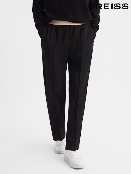 Reiss Black Iona Elasticated Waistband Tapered Trousers (Q69263) | $213