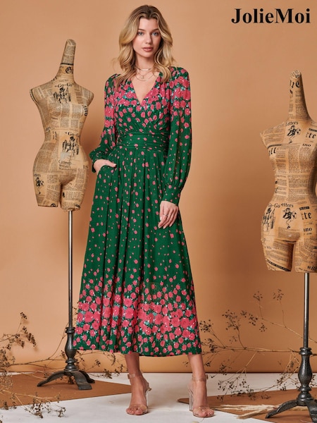 Зеленый - Jolie Moi платье макси с сетчатым принтом (Q69287) | €31