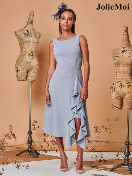 Albastru deschis - Rochie midi cu detaliu Evazat Volane Jolie Moi Fit &Jolie Moi (Q69323) | 243 LEI