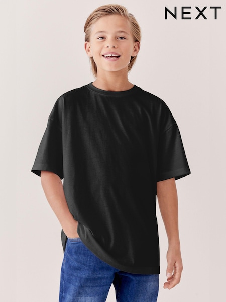 Black Oversized Fit Short Sleeve T-Shirt (3-16yrs) (Q69352) | €5 - €9