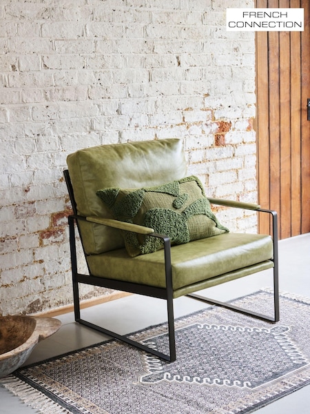 French Connection Sage Green Quartz Leather Look Accent Chair (Q69356) | €347