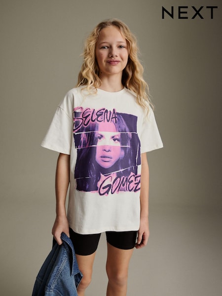 White Selena Gomez Oversized License T-Shirt (3-16yrs) (Q69402) | €6 - €7